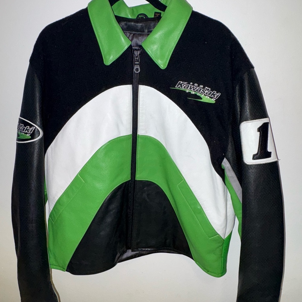 Vintage Kawasaki Leather Moto Jacket